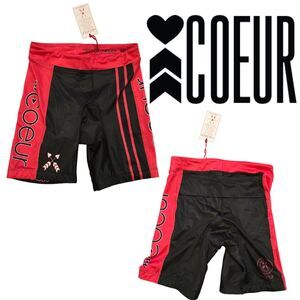 Coeur Women's Padded Cycling Shorts Red Black Chamois Bike Ride Medium